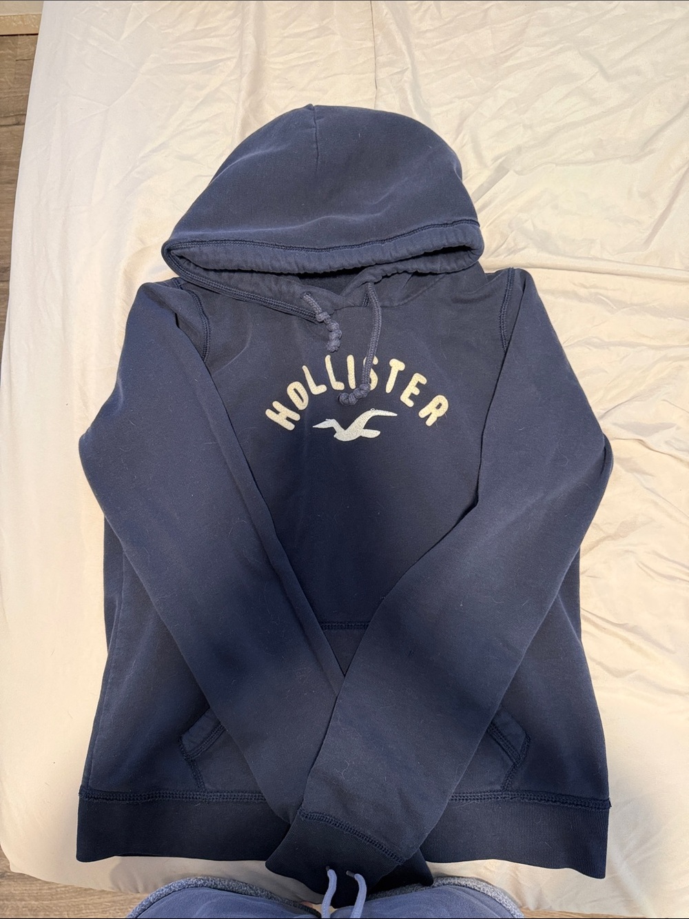 Hollister Dark Blue Pullover Hoodie with Chest Logo